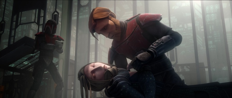 Satine Kryze dies in the arms of Obi-Wan Kenobi in 'The Lawless' (Image credit: Cap-That)